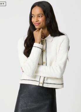 J. Crew Factory Bouclé Lady Cardigan Sweater in Ivory Size Large